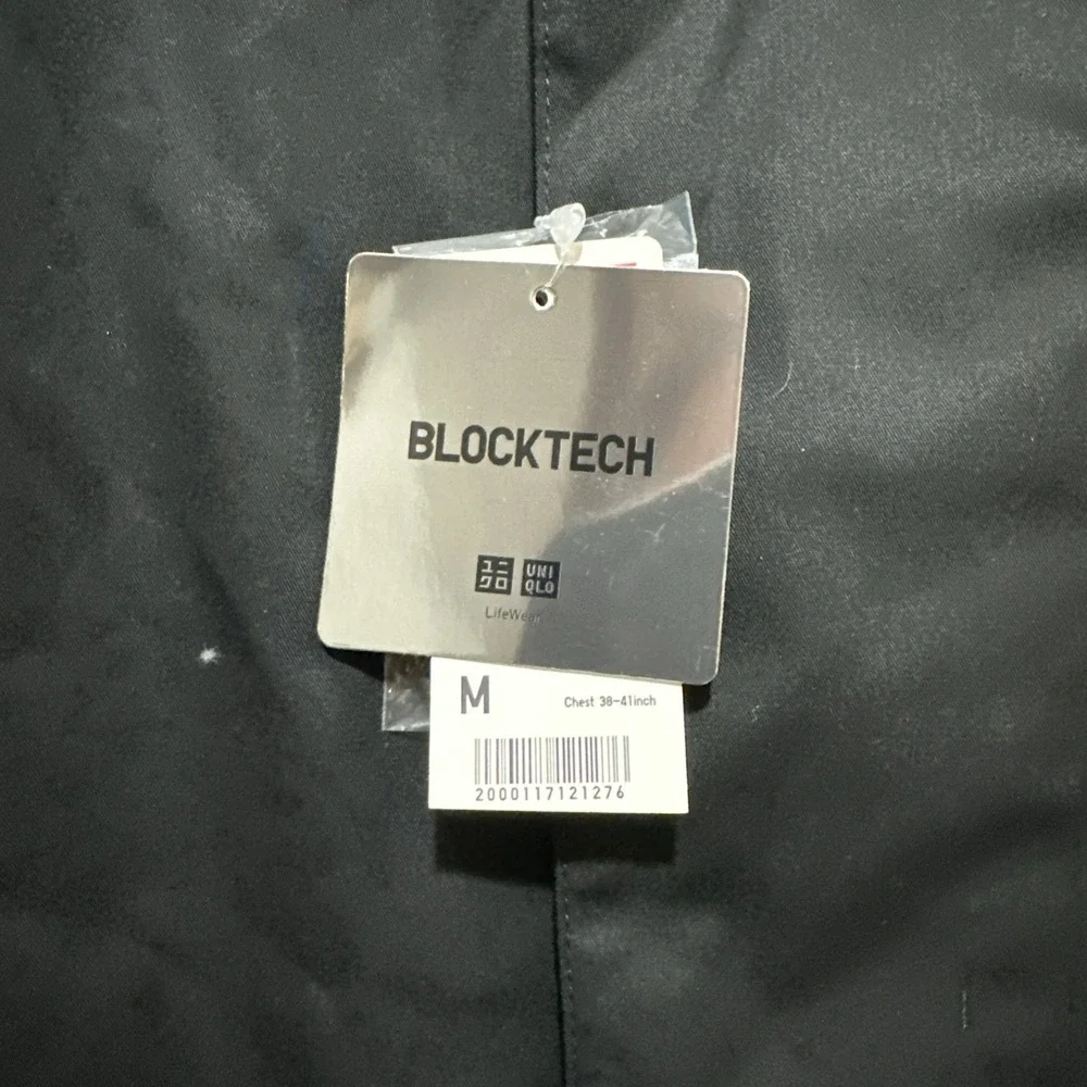 Uniqlo Blocktech Convertible Collar‎ Coat Mens M Black Single Breasted Oversized